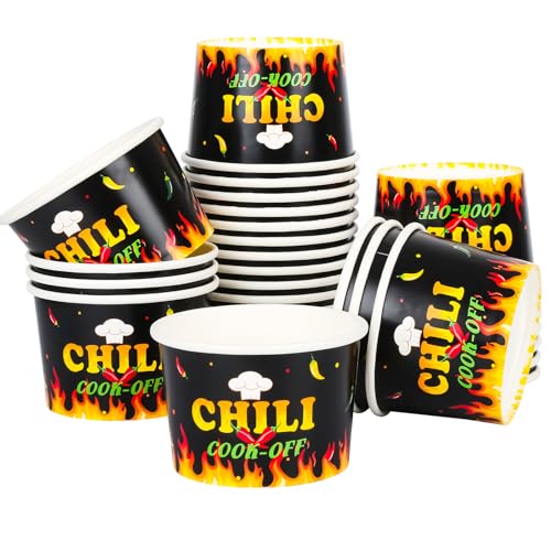 Purhapfre 60Pcs Chili Cook Off Decorations Chili Cook Off Bowls 9 oz Chili Cups Disposable Chili Tasting Cups Sample Cups for Tasting Chili Cook Off Supplies Tasting Bowls Cups