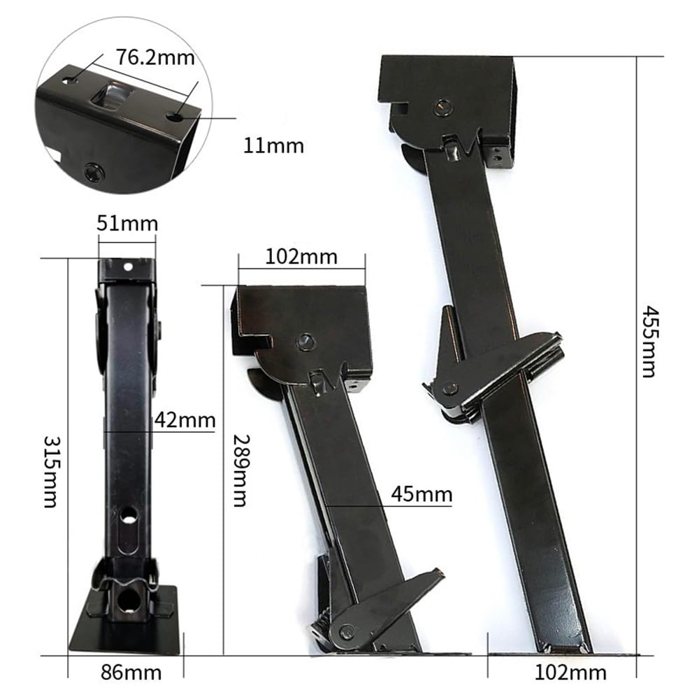 2 Piezas Gatos Estabilizadores para Remolque,Gato Estabilizador RV, Soporte de 650 LB,Capacidad de Carga de 1000 LB,Gatos Telescópicos Oscilantes para Caravana,Ajustable de 270 mm a 440 mm (Black)
