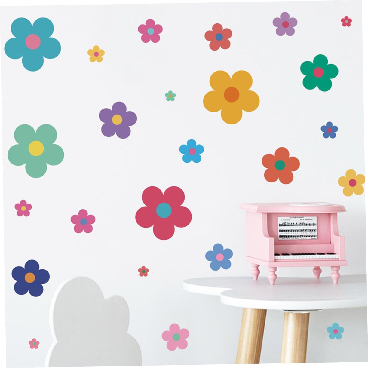Hemobllo Autocollants Muraux Décoratifs Fleurs PVC 9 Feuilles 7 Stickers