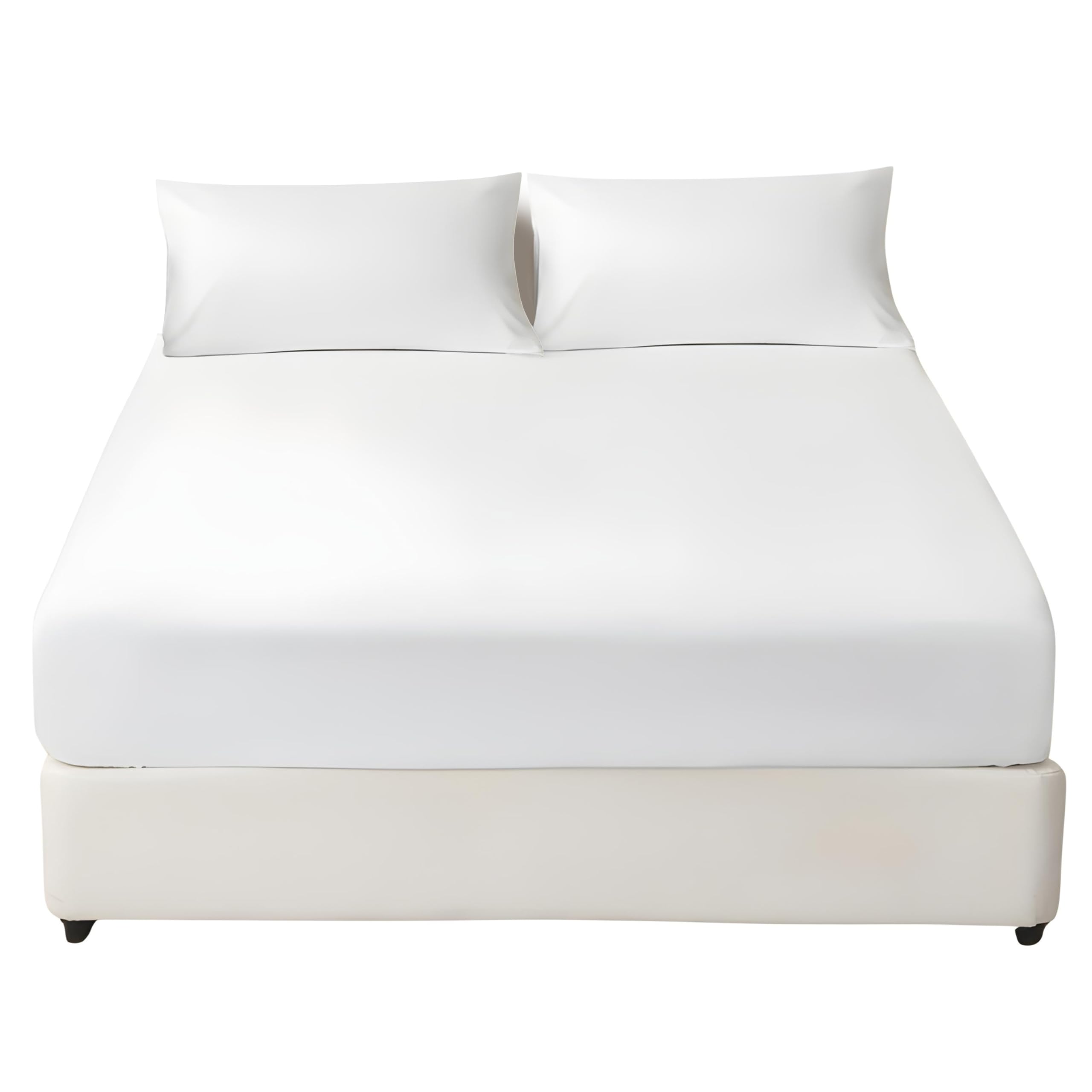 BRIT COTTON® White 4FT Small Double 100% Egyptian Cotton Fitted Sheet – 200 Thread Count, 16-Inch (40cm) Extra Deep Pocket, Soft & Breathable Luxury Bedding for Thick Mattresses