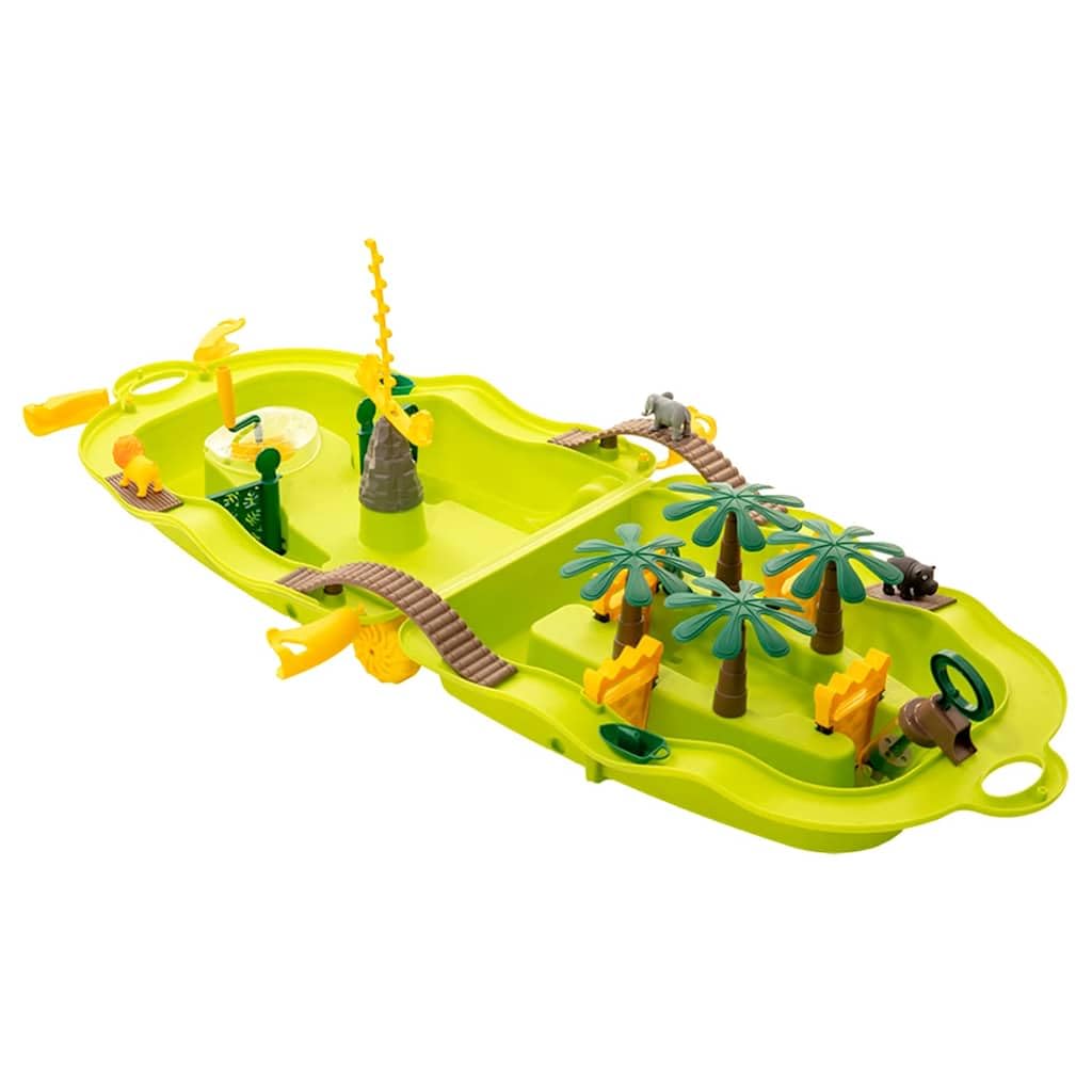 Wasserspiel-Koffer Jungle aus robustem Polypropylen 51x21,5x66,5 cm mit Wasserpumpe, Sandtisch und Spielzubehör für Kinder Garten Terrasse Sommer Outdoor Aktivität