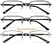 Success Eyewear Reading Glasses Set of 3 Half Rim Metal Glasses for Reading Quality Spring Hinge Readers Men and Women +1.5
