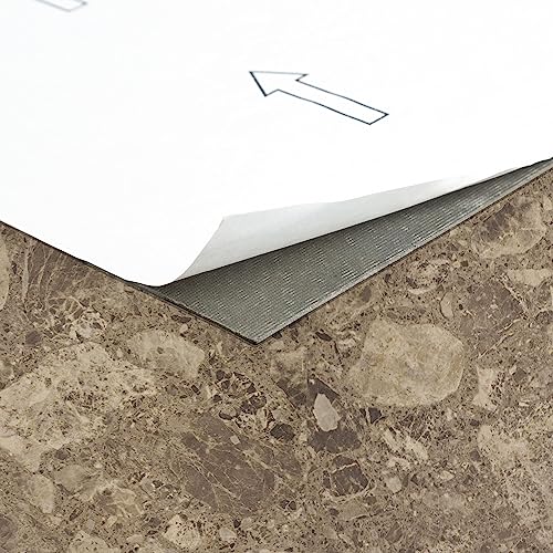 Image of Nexus Self Adhesive 12-Inch Vinyl Floor Tiles, 20 Tiles - 12'' x 12'', Emporador Marble Peel & Stick, DIY Flooring for Kitchen, Dining Room, Bedrooms Bathrooms by Achim Home Decor, Taupe and Brown