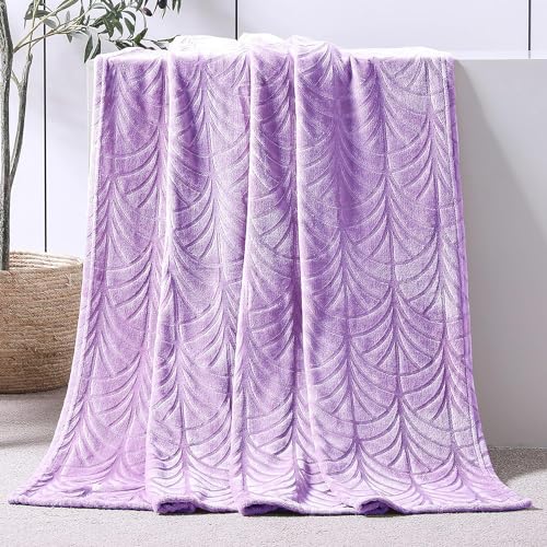 Whale Flotilla Manta Para Sofá Con Diseño De Hojas, Muy Suave Y Acogedora, 150 X 200 Cm, Color Lila Whale Flotilla Manta Para Sofá Con Diseño De Hojas, Muy Suave Y Acogedora, 150 X 200 Cm, Color Lila