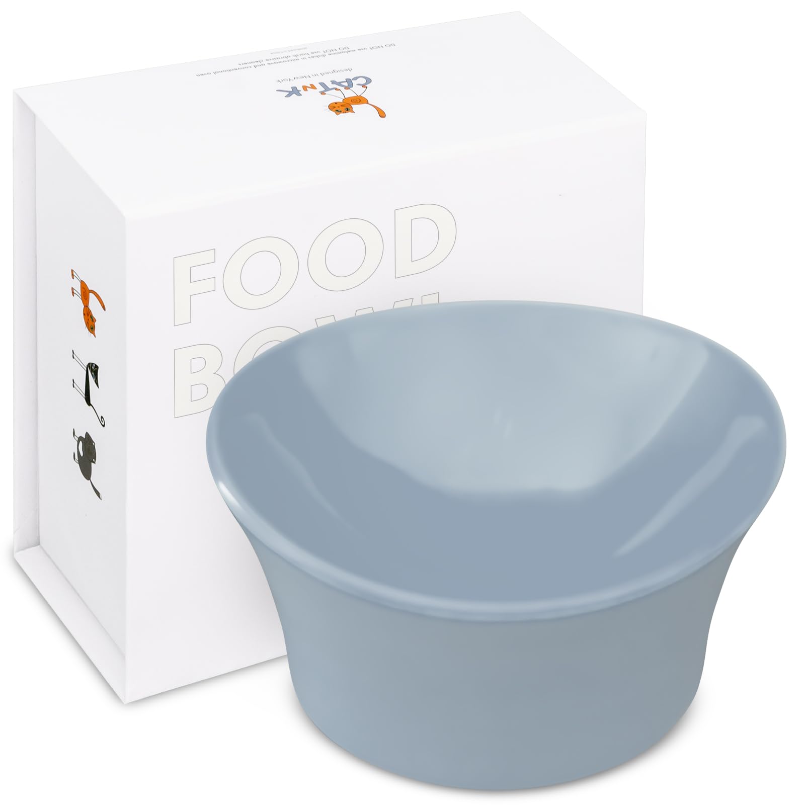 CATnK Elevated Cat Bowls for Food – Raised Bowl for Indoor Cats – Whisker Friendly Shallow Cat Dishes – Vet-Recommended Height & Modern Pedestal