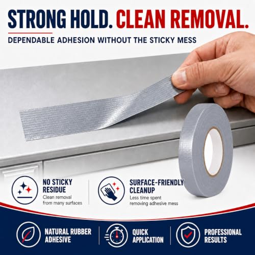 Image of GGR Supplies CDT-36 Industrial Grade Cloth Duct Tape, Grey 1 /2 Inch x 60 Yards, Waterproof UV Resistant Heavy Duty, Clean Removal with No Sticky Residue for Repairs, Packaging, and Bundling