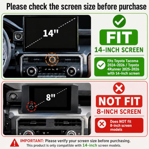 Image of for Toyota Tacoma 2024-2026 & 4Runner 2025-2026, 14-Inch Screen Aluminum Alloy Knob Cover Trim - Fits Push Start, AC, Volume & 4WD Gear Switch (Orange, 6-Piece Set)