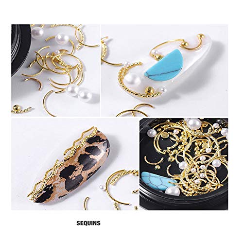 Beiling BEILING-0000048 Gold Moon Star Nail Charms Rivet 6 Boxes Nail Studs And Rhinestones 3D Nail Art Sequins Metal Nail Glitter thumb #2