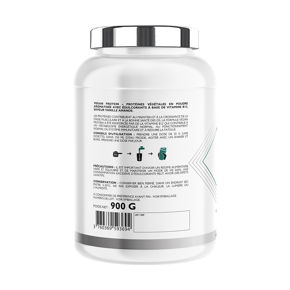 Superset Nutrition - 100% Vegan Protein (900g) - Mix de protéines végétales - A base de Pois, Riz, Coco et Citrouille + Vitamine B12 - La meilleure alternative à la whey classique - Amande et Vanille