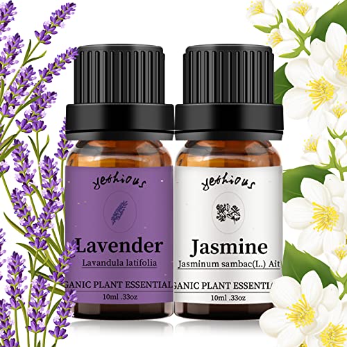 Yethious Jasmine Lavender Essential Oil Set Organic Pure For Jasmine Essential Oil For Diffuser & Aromatherapy Lavender Oil Mother's Day Gift #TOP15