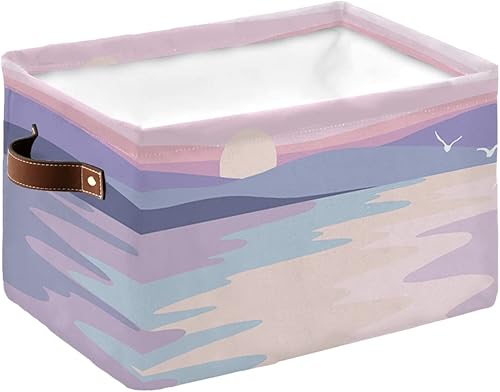 Contenedores de almacenamiento de paisajes para organizar, organizadores grandes decorativos de armario con asas cubos, 1 paquete de cestas de tela disponible en Yaxa Mexico