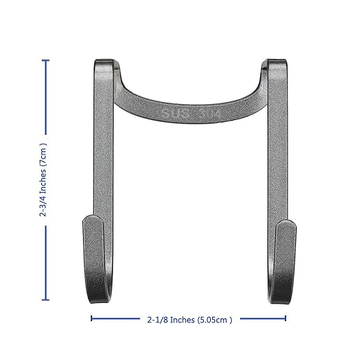 Miniatura 3 de Gancho multiusos para colocar sobre gabinete, 5 unidades, acero inoxidable, doble gancho para cajón, armario, valla, cocina y baño, color plateado