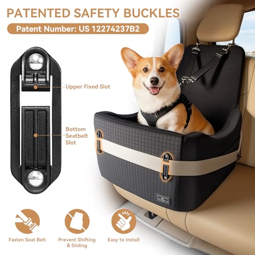 PETSFIT Dog Car Seat with Patented Safety System, 5" Elevated Cushion - Image 2