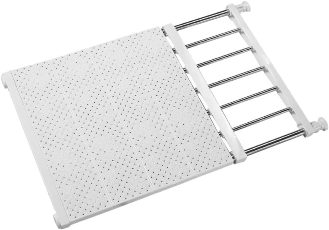 1pc Wardrobe Layered Divider Storage Rack for Home Organization Punch Design Expandable Clothes Shelf White