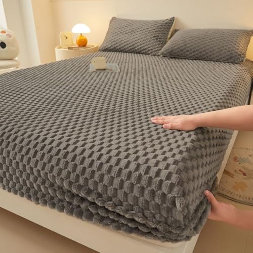 Sábanas ajustables, 120 x 200 cm, fundas de cama de terciopelo suave, color liso, ropa de cama de verano gris claro, cómodas y transpirables para todas las estaciones