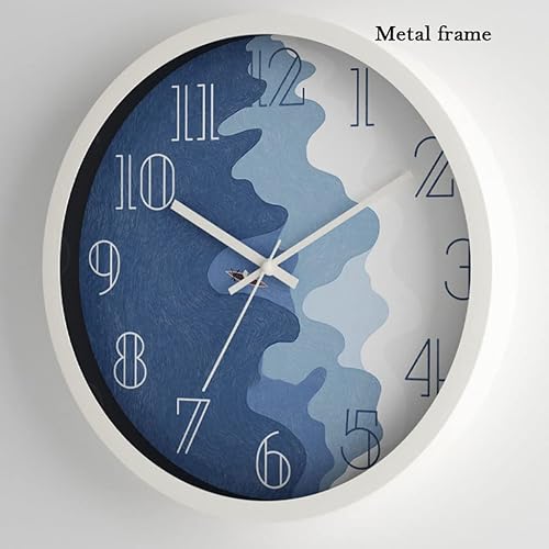 Miniatura 5 de Reloj de pared Modern Simple Wall Clock WHD Glass, Painted Metal Frame & Pointer, Quiet Sweep Movement Battery Powered Quartz Clock for Home Office