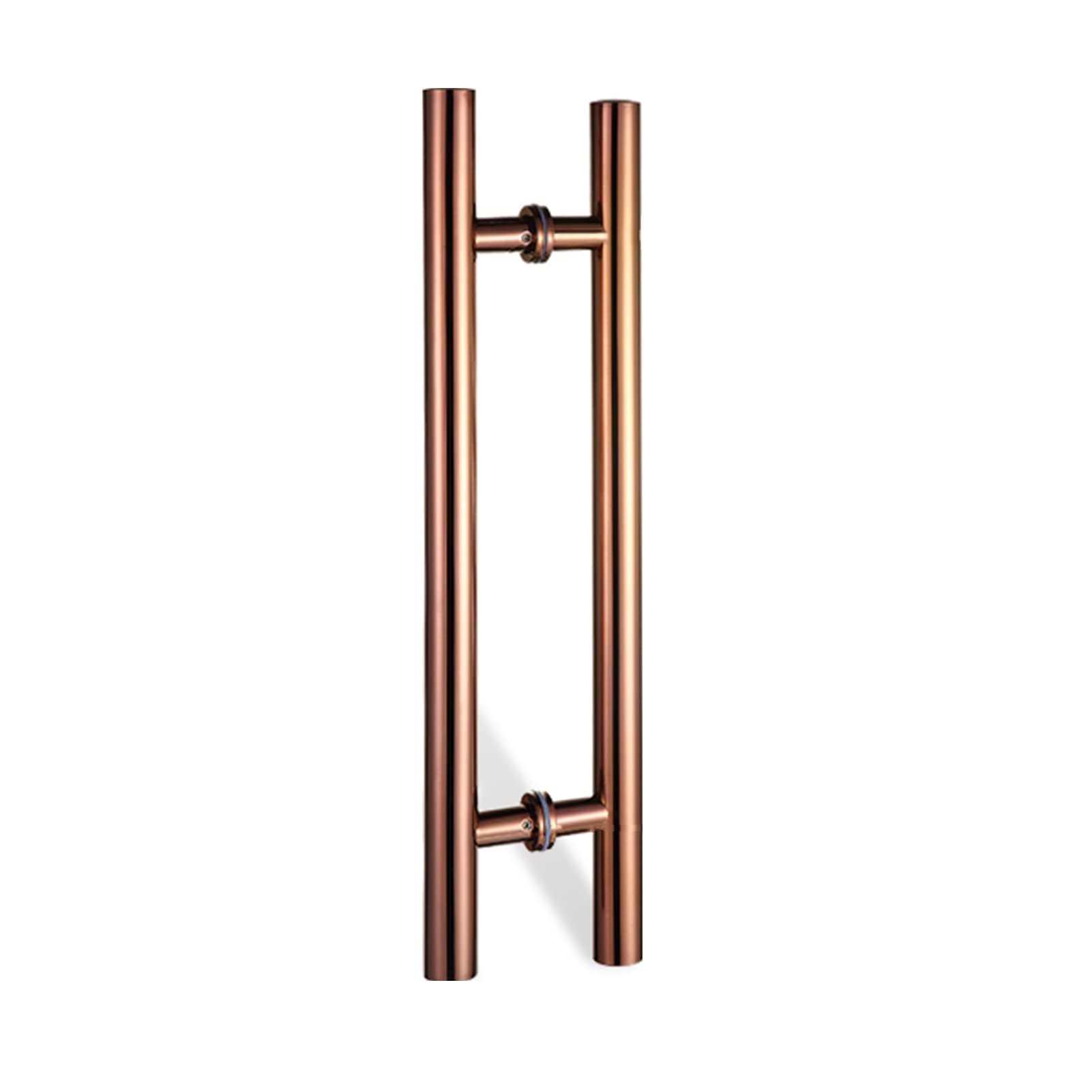 BHGFYXBS Double-Side Round Glass Door Handle, Heavy Duty Exterior Barn Door Push Bar For Exit, Swing Entry Door Handle Bar With Mounting Screws 90Cm,Rose Gold-60Cm(23 5/8,Rose Gold-60cm(23 5/8
