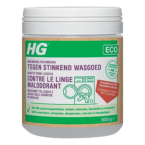 HG ECO, Wasmiddeltoevoeging Tegen Stinkend Wasgoed, Geurend Wasmiddel voor Beddengoed & Kleding, Milieubewuste HG Reinigingsproducten, Thuis & Badkamer - 500g (696050100)