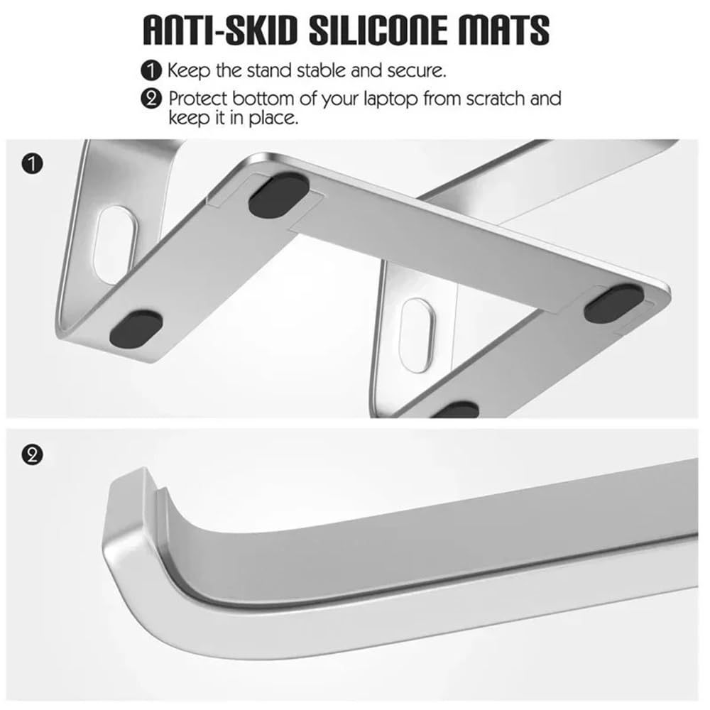 Supporto per Laptop Supporto for Laptop in Lega di Alluminio for scrivania, Supporto ergonomico for Laptop da 10"-16" Rialzo per Laptop(Silver)
