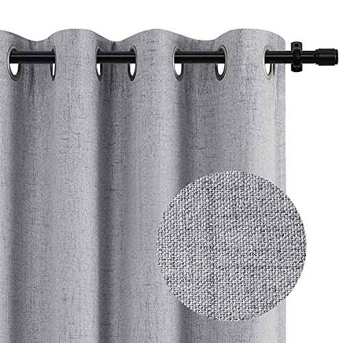 100% Blackout Curtain Linen Textured Look Grommet Blackout Curtains 84 Inch Length Thermal Insulated Curtains Drapes for Bedroom/Living Room Set of 2 Panels, 50