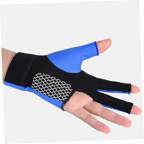 Miniatura 7 de VOSAREA Breathable Finger Billiards Glove with Slip Elastic Wrist Wear Resistant Snooker Glove for Smooth Stroke Blue Pool Cue Accessory