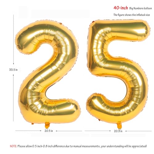 Image of 40 Inch gold Number Balloons 25 Helium Foil Mylar Balloon | Birthday Party banquet Decoration 25