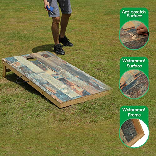 OOFIT Solid Wood Premium 2'x4' Official Size Cornhole Game Set with Fashionable, Durable Printed Surface and Underneath, Portable Regulation Cornhole Bean Bag Toss Game - Thumbnail 4
