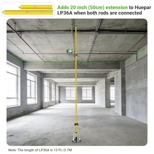 Image of Huepar 12 Ft. /3.7M Professional Laser Level Pole - 8Inch & 12Inch Poles