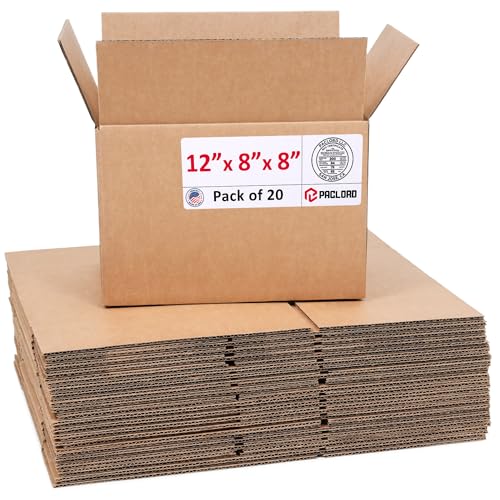 Image of Small Cardboard Boxes 12 inchL x 8 inchW x 8 inchH (Pack of 20) - USA-Made Packing Boxes for Moving, Shipping, or Storage - USPS, UPS, FedEx Approved - Professional Packing Supplies for Moving | USA-Made Packing Boxes for Moving, Shipping, or Storage - USPS, UPS, FedEx Approved - Professional Packing Supplies