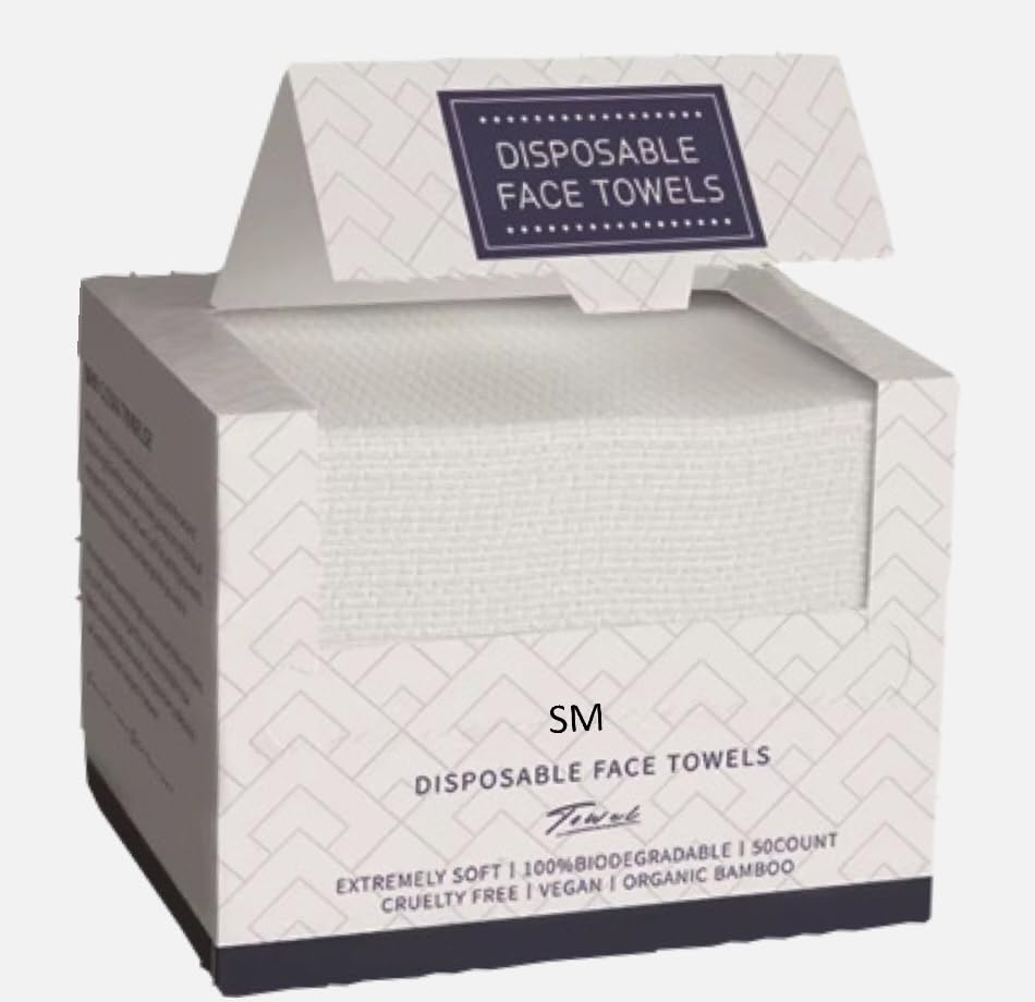 SM Disposable Face Towels XL, Makeup Remover Dry Wipes, Super Soft 50 Count