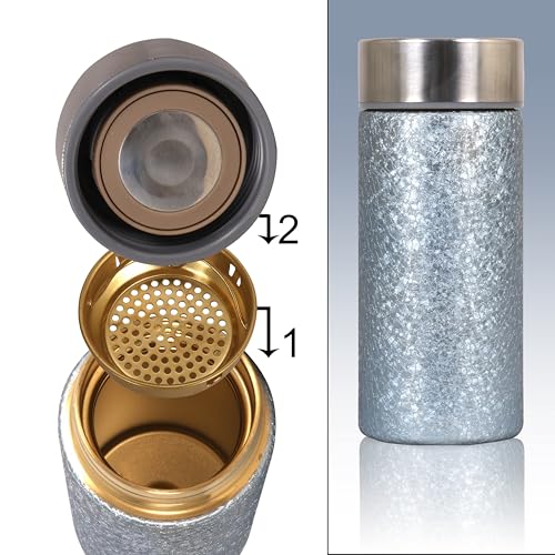 Image of Titanium Water Cup with Lid, Leakproof & Lightweight Portable Bottle, Durable Metal Drink Container for Office Travel Home, Reusable Teacup for Daily Use (Titanium Blue, 350 ML)
