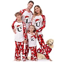 Christmas pjs, Family Christmas Pyjamas Set Mens Womens Letter Printed Xmas Matching Pyjama Kids Pjs Family Cartoon Cute Boys Girls Christmas Pj, Women M Letter K