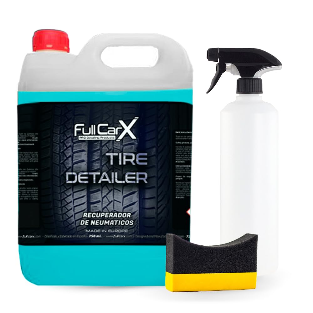 FULLCARX Tire Detailer 5 Litres Brillant Pneu, Renovateur Plastique Voiture Extérieur, Rapide et Efficace, Finition Satinée, Noir Intense Nettoyant Pneus, Produit Nettoyage Detailing Professionnel