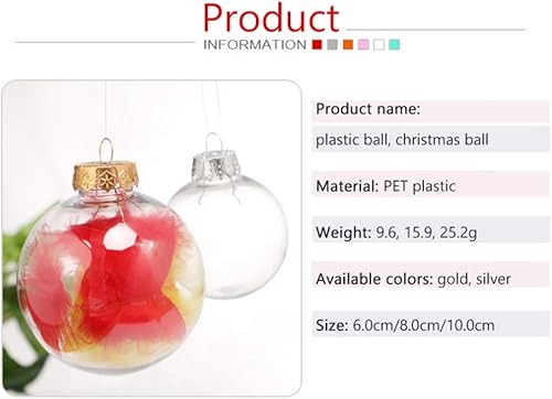 Miniatura 5 de Ochine Bolas de adorno rellenables de plástico transparente, irrompibles, adornos de bolas de Navidad transparentes para Navidad, Halloween,