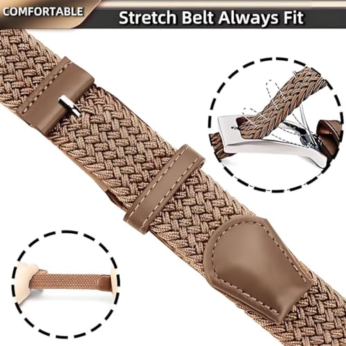 Casual Stretch Belts for Men, Adjustable Braided Mens Elastic Belt, Ideal Gifts for Golf, Dress, Work4