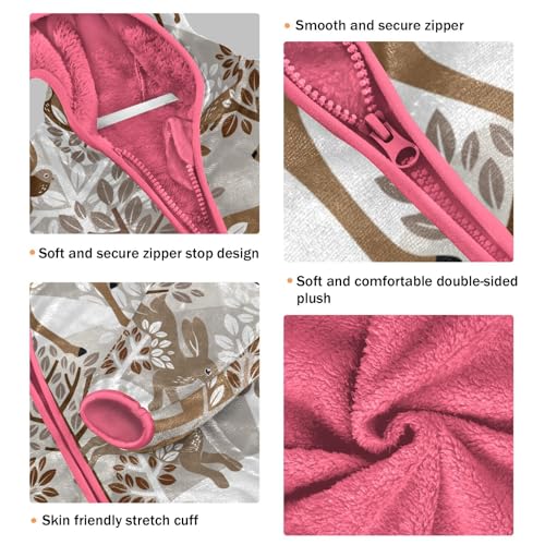 OTVEE Cute Woodland Animals Deer Fox Owl Kids Hoodie Jacket Fall Spring Full Zip Warm Outwear Coat3