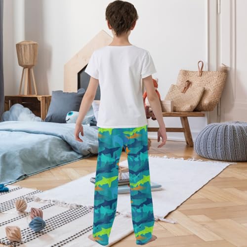 Boy's Pants Colord Shark Animal Grunge Jogger Pants Elastic Waist Long Bottoms Trousers with Pockets 6-14 Years3