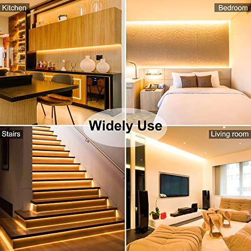 Image of COB LED Strip, 16.4ft Warm White COB LED Strip Light, Dimmable LED Light Strip 2700K, CRI92+, 8mm Width, 24V Flexible LED Tape Light for TV, Bedroom, Kitchen Cabinet, Closet, Home Decoration.