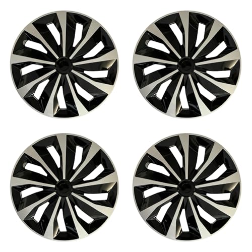 Hubcap Wheel Covers Replacement Size R15 Hub Caps Universal-Fit Steel Wheel Rims Cover ABS Tire Cap for Most Cars Trucks Sedans SUV -Set of 4（15-inch，Silver-Black）