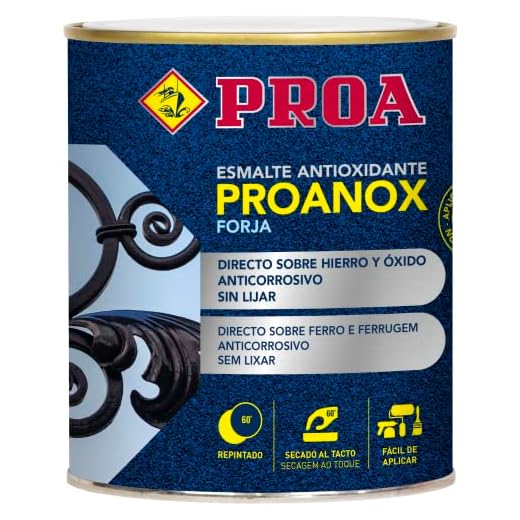 Esmalte antioxidante directo sobre óxido FORJA. Negro. 4 L. Pintar sobre hierro y óxido sin necesidad de imprimación. PROANOX.