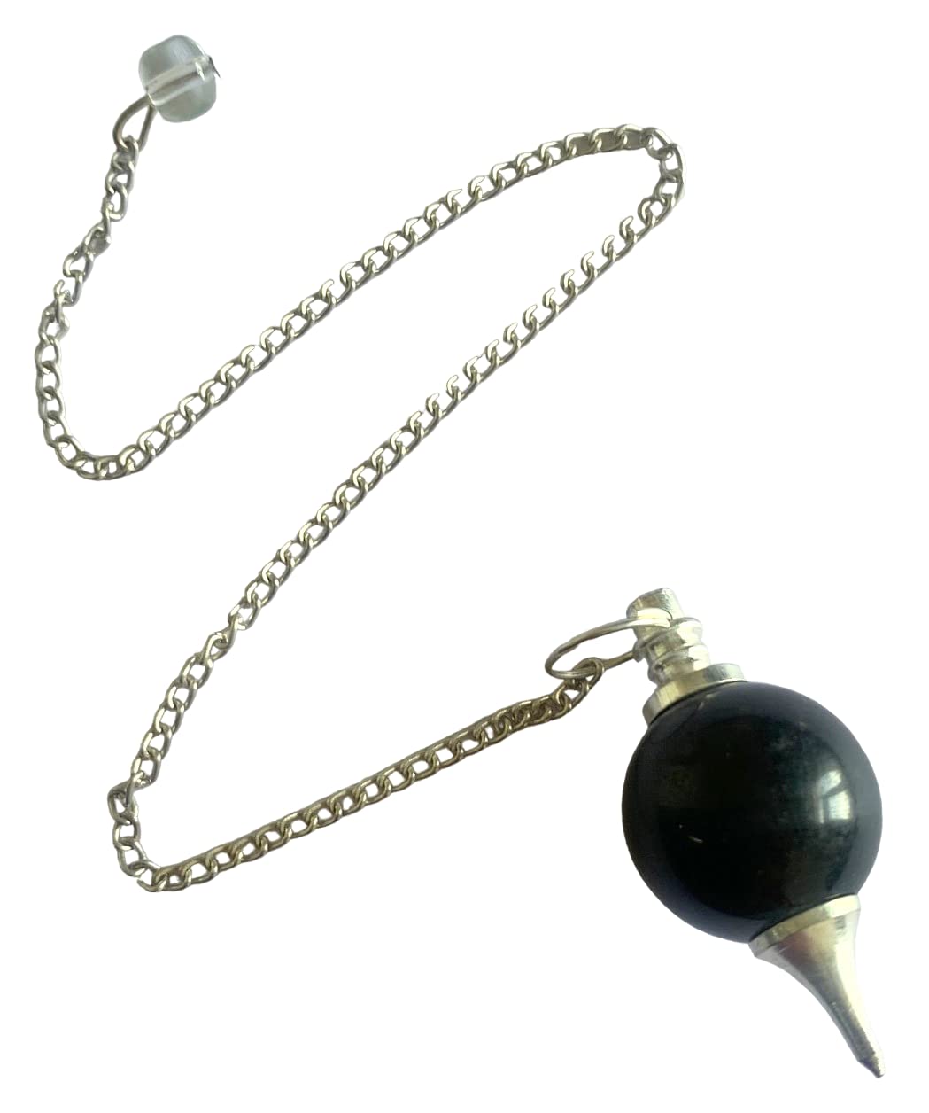 crystalmiracle Natural Black Tourmaline Sphere Dowser Crystal Pendulum, Crystal for Dowser Healing Crystals, Metaphysical Divination Gemstone Pendulum