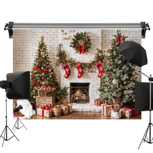 Toile de fond Noël 3x2m briques blanches pour éliminer les reflets en photo de studio