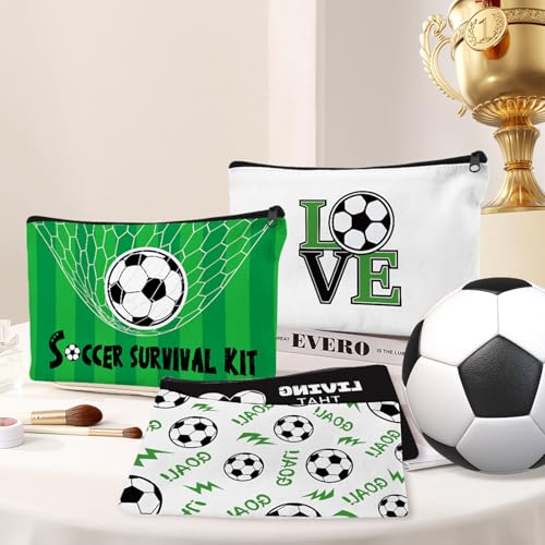 30Pcs Soccer Makeup Bag Soccer Gifts for Women Canvas Cosmetic Bags with Zipper Travel Toiletry Pouch Accessories for Women Football Lover Players Team Gifts3