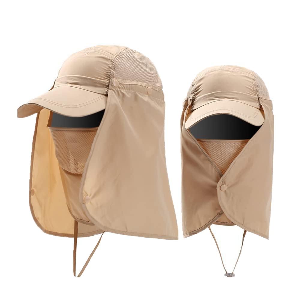 ITODA Outdoor Fishing Hat Quickly Dry Anti-UV Bucket Hat Neck Protection Sun Hats Packable Safari Hats UPF 50+ Protection Cap with Removable Neck Flap for Outdoor Fishing Trekking Gardening Khaki