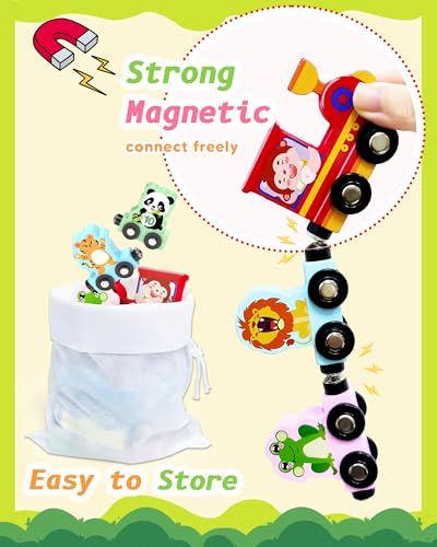 11 pcs magnetic train set montessori toys for 1 2 3 years old toddlers boys girls wooden animals preschool learning activities educational sensory toys birthday gifts ages 1-3 2-4