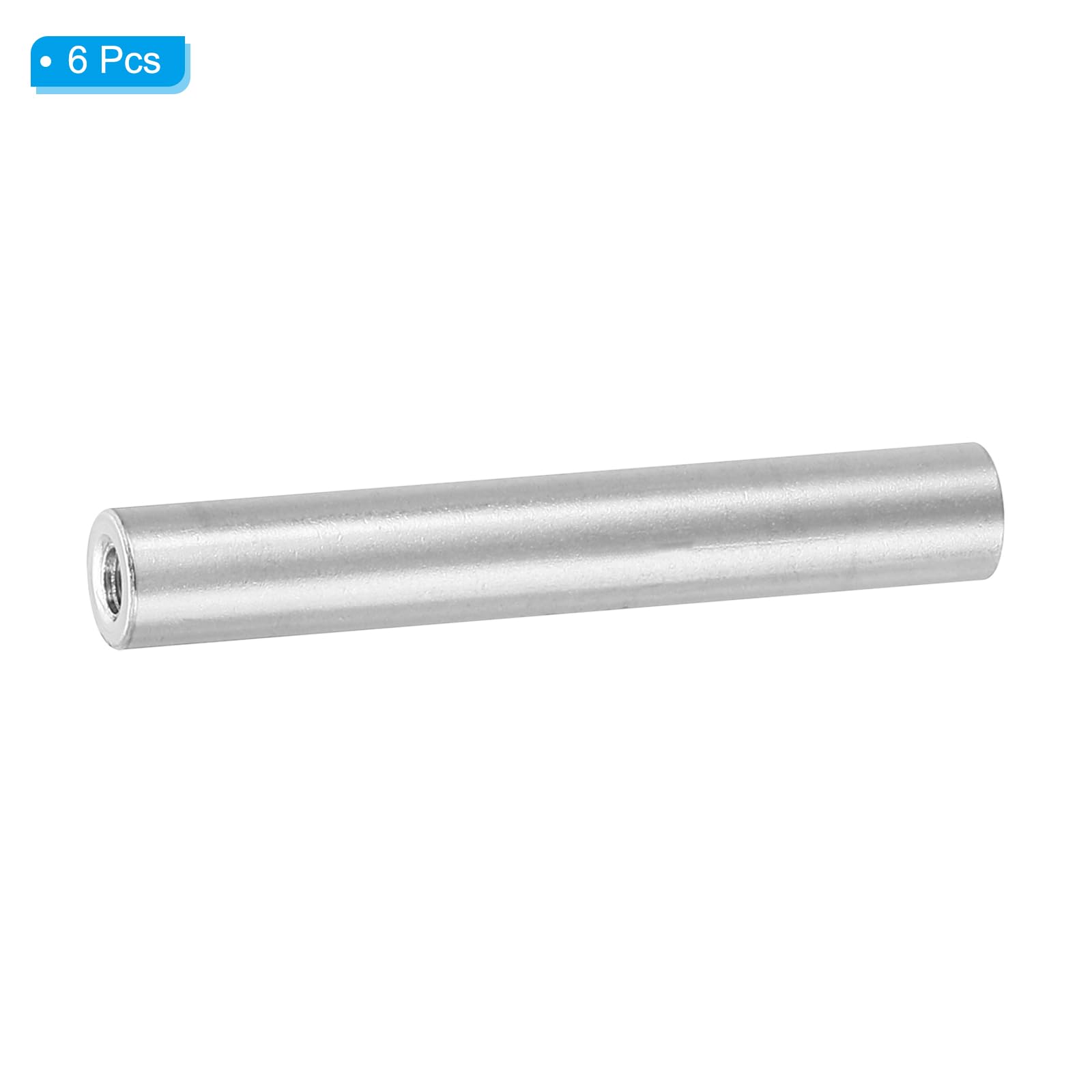 PATIKIL 6pcs M3 Metal Threaded Standoff Spacer Nuts, Round Aluminum Spacers Female Coupling Screws, 1/8" ID x 1/4" OD, Silver, (37mm L) - Image 3
