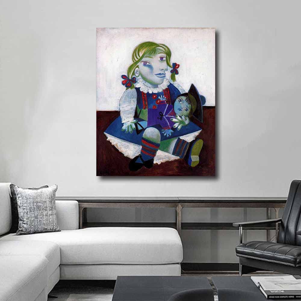 Amazon.co.jp: パブロ・ピカソPortrait of Maya with Her Doll 絵画