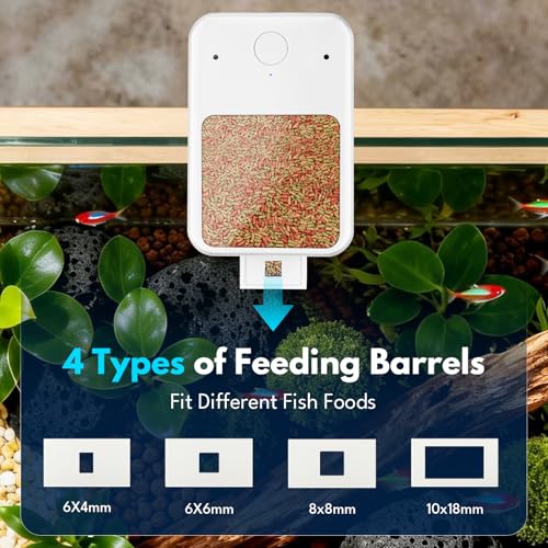Automatic Fish Feeder for Aquarium, Moisture-Proof Adjustable Food Dispenser, APP Control with Timer, Four Precision Feed Funnels USB Powered Suitable for Small Tank Pelleted Food Black - Image 3