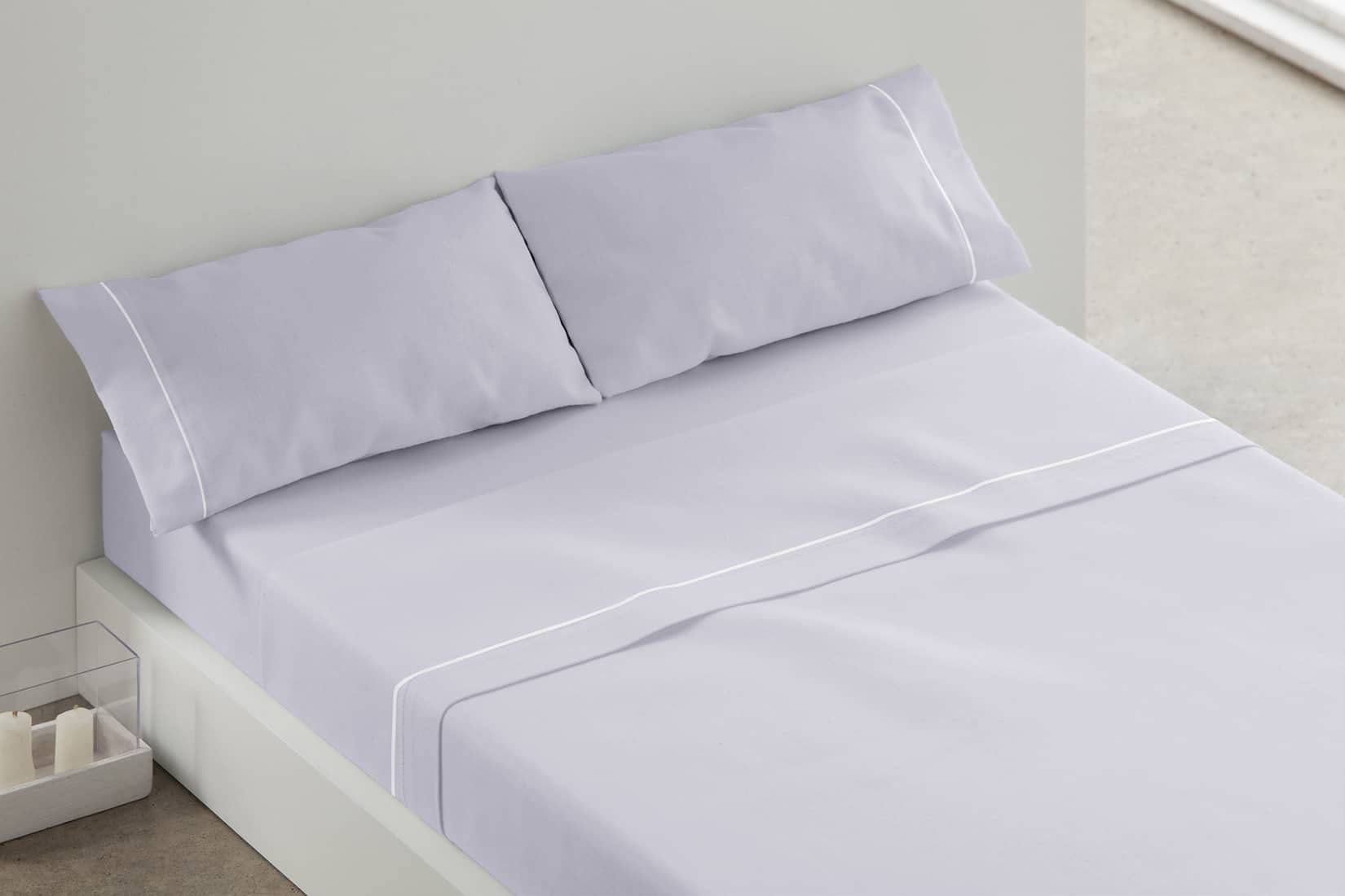 Burrito Blanco | Juego de Sábanas | Mezcla de Algodón | para Cama Matrimonio de 150 cm(+Medidas Disponibles) |3 Piezas (Encimera, Funda de Almohada y Sábana Bajera) | Color Gris 241 (150x190/200cm) | 3 Piezas: Bajera, Encimera y Funda Almohada | Tacto Sua