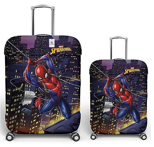 Image of Heart Home Marvel Spiderman Luggage Cover | Polyester Travel Suitcase Cover | Washable | Stretchable Suitcase Cover | 18-22 Inch-Small | 26-30 Inch-Large | Pack of 2 | Multicolor